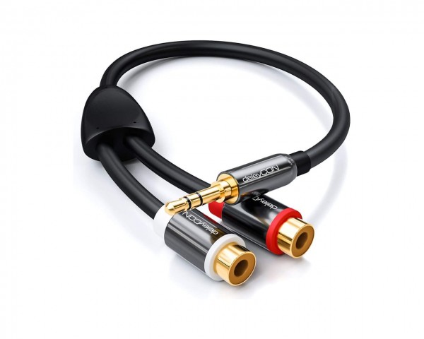 Cable 20cm: jack 3.5mm to 2x RCA female